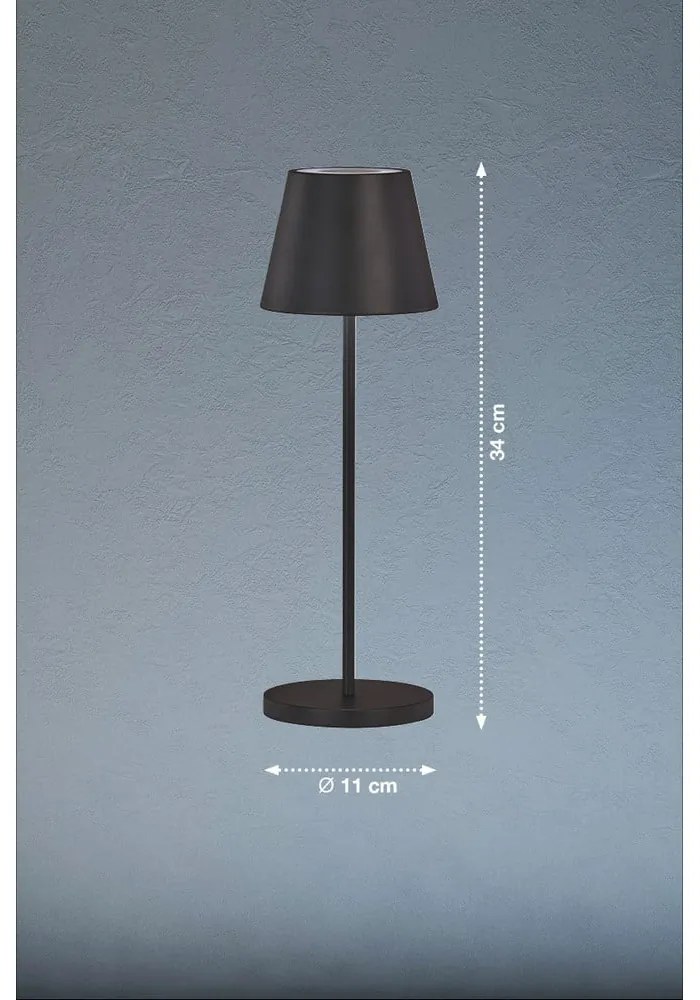 Czarna lampa stołowa LED ze ściemniaczem i metalowym kloszem (wysokość 34 cm) Cosenza 2.0 – Fischer & Honsel