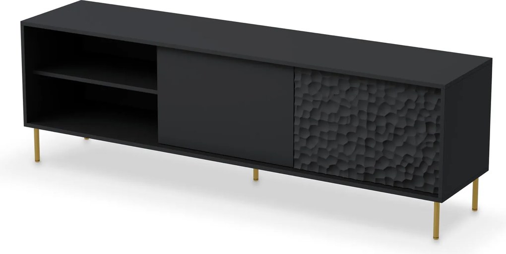 Czarny stolik RTV z frontem 3D Bullet