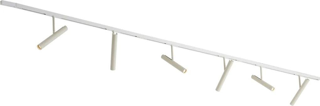 Nowoczesny system szynowy biały z 6 beżowymi reflektorami 1-fazowymi - Slimline Avery