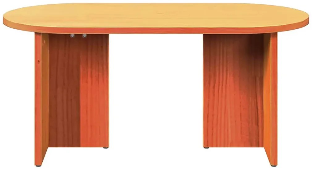 Brązowy drewniany stolik kawowy owalny woskowy brąz N3-E11