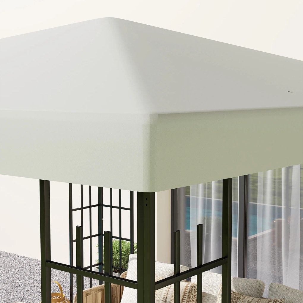 Outsunny 3 x 3 m Zamienna plandeka na pawilon, Osłona do pawilonu ogrodowego, z otworami odpływowymi, UPF30+, Jasnoszary