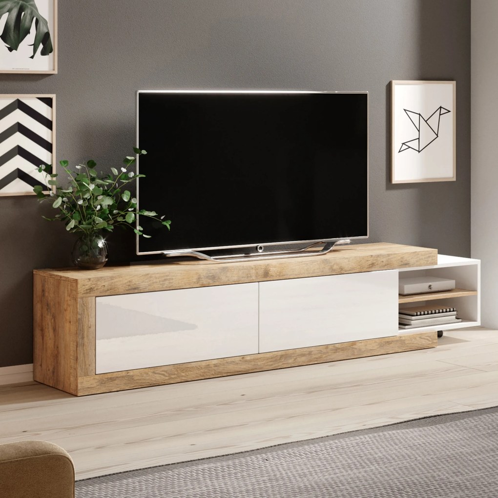 Szafka RTV stojąca SINFONIA 200 cm do Salonu pod Telewizor - Dąb