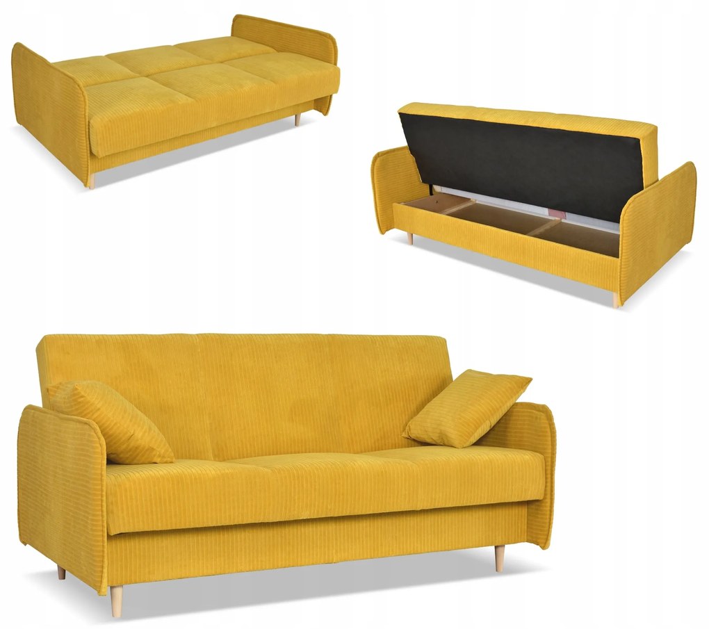 Kanapa sofa Alvo rozkładana wersalka funkcja spania pojemnik Family miodowa