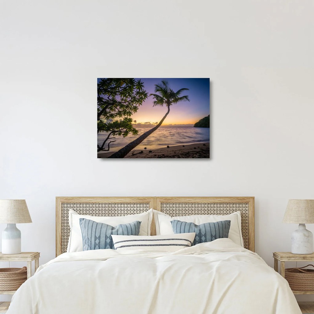 Obraz na szkle palmy na plaży (70x50 cm)