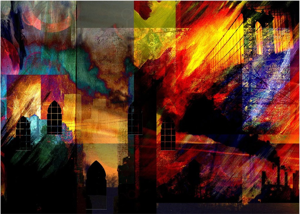 Obraz na szkle - Kolorowa abstrakcja miasta (70x50 cm)