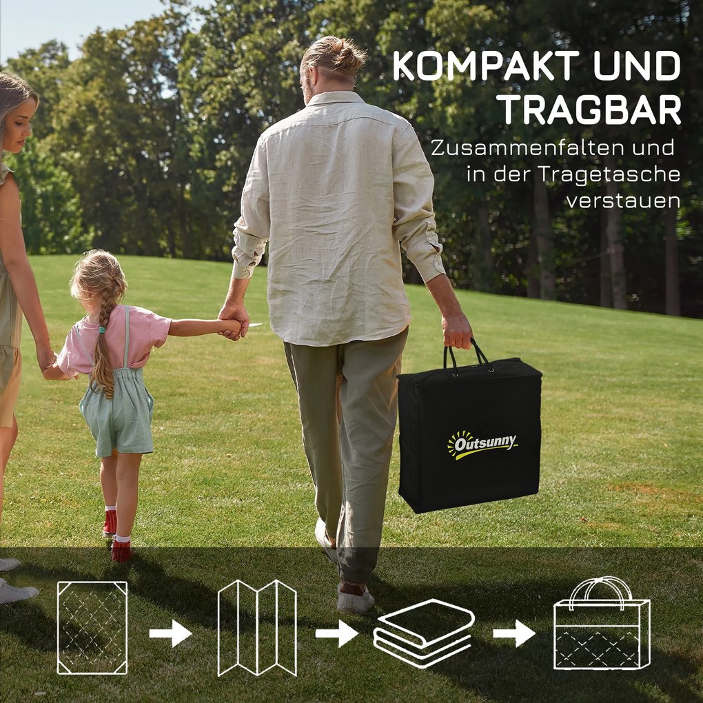 Outsunny Zewnętrzny dywan z możliwością odwrócenia, wodoszczelny, Wzór liść, 182x274cm, Szary/Biały