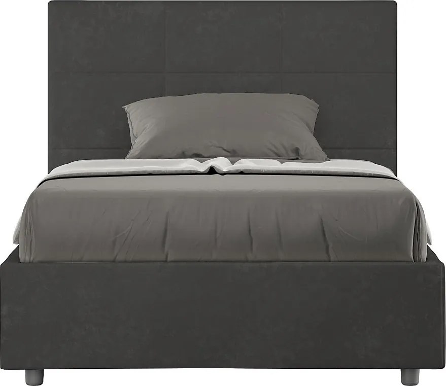 Łóżko wyposażone w stelaż z listwami tapicerowane 120x190 microfibra szary Mika