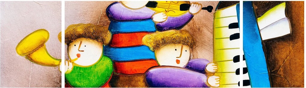 Obraz - Muzycy, malarstwo (170x50 cm)