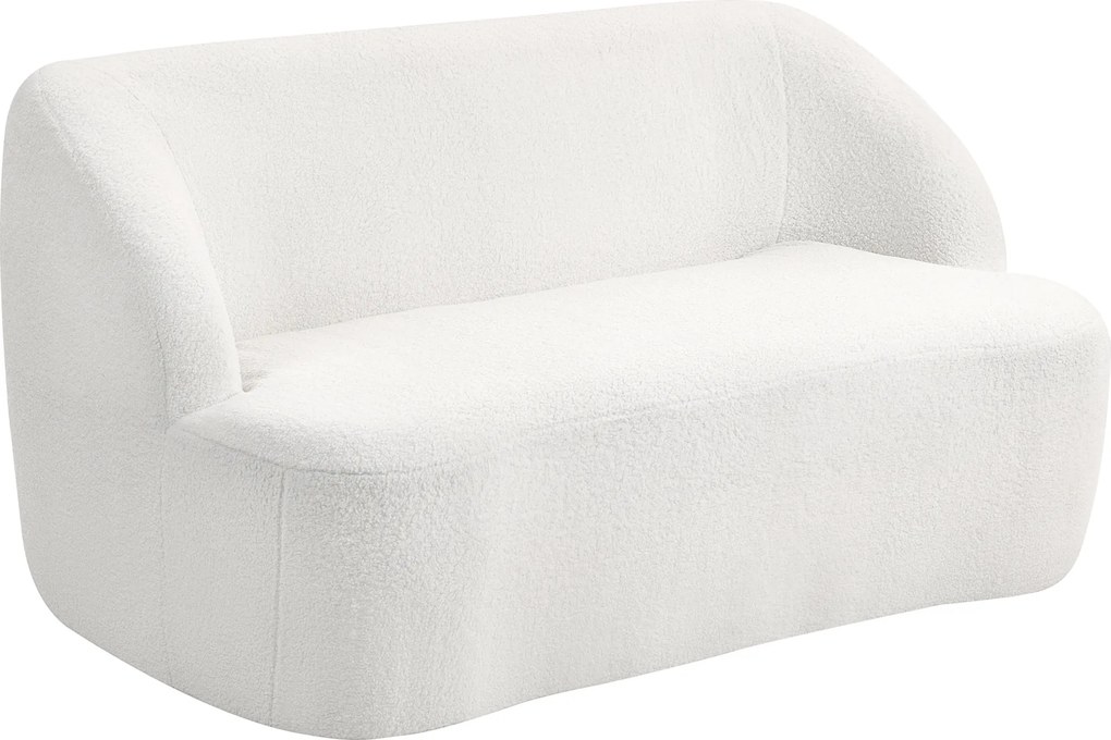 HOMCOM Sofa 2-osobowa, zaokrąglony design, kanapa z pokryciem fleece, do salonu, sypialni, biura, Kremowy