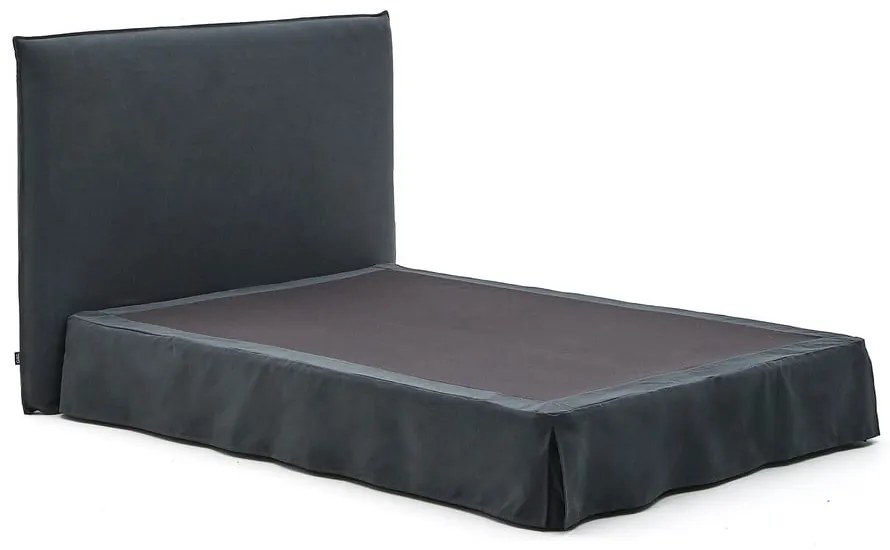 Antracytowe tapicerowane łóżko dwuosobowe 160x200 cm Jaira – Kave Home