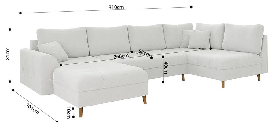 Biały narożnik z materiału bouclé (lewostronny/w kształcie litery U) Ariella – Ropez