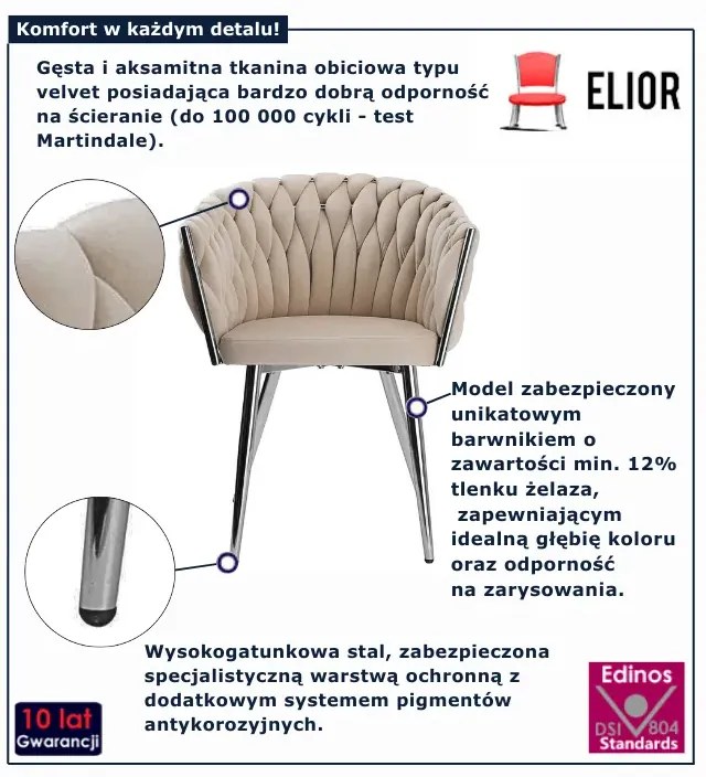 Beżowe nowoczesne krzesło plecione  K1-D15