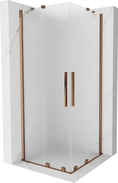 Mexen Velar Duo kabina prysznicowa rozsuwana 80 x 80 cm, szron, różowe złoto - 871-080-080-32-60