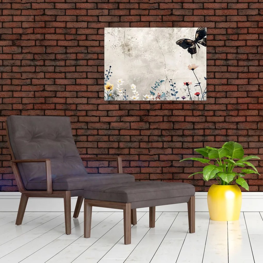 Obraz na szkle - Łąka w betonie (70x50 cm)