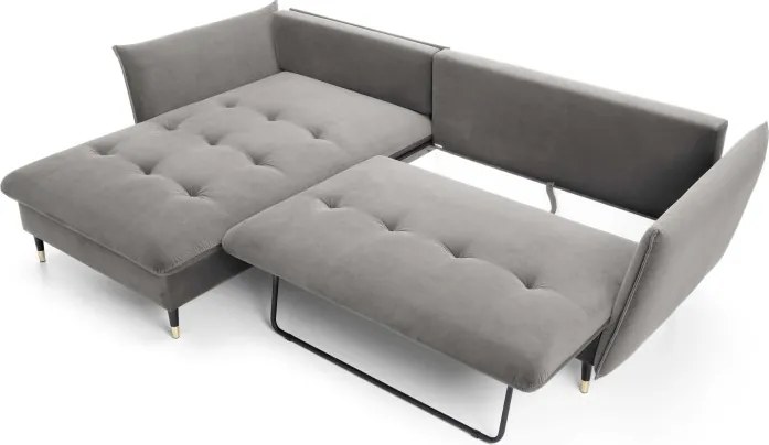 Narożnik GLAM Lewostronny z funkcją spania, zestaw z poduszkami wolnostojący tkanina RIVIERA 91 Szary DOMO HOME