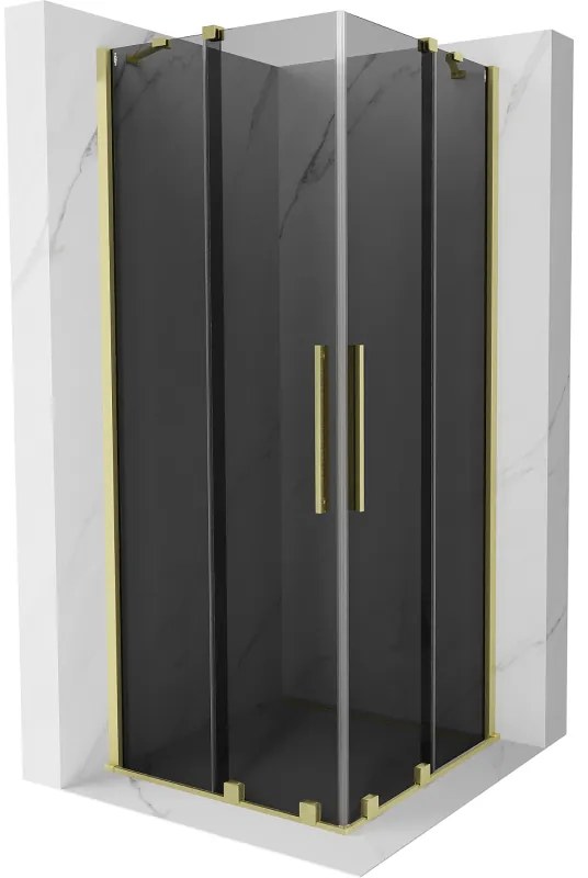 Mexen Velar Duo kabina prysznicowa rozsuwana 80 x 80 cm, grafit, złota szczotkowana - 871-080-080-42-55
