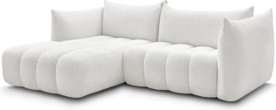 Biały narożnik z materiału bouclé (lewostronny/z szezlongiem) Azra – Bobochic Paris