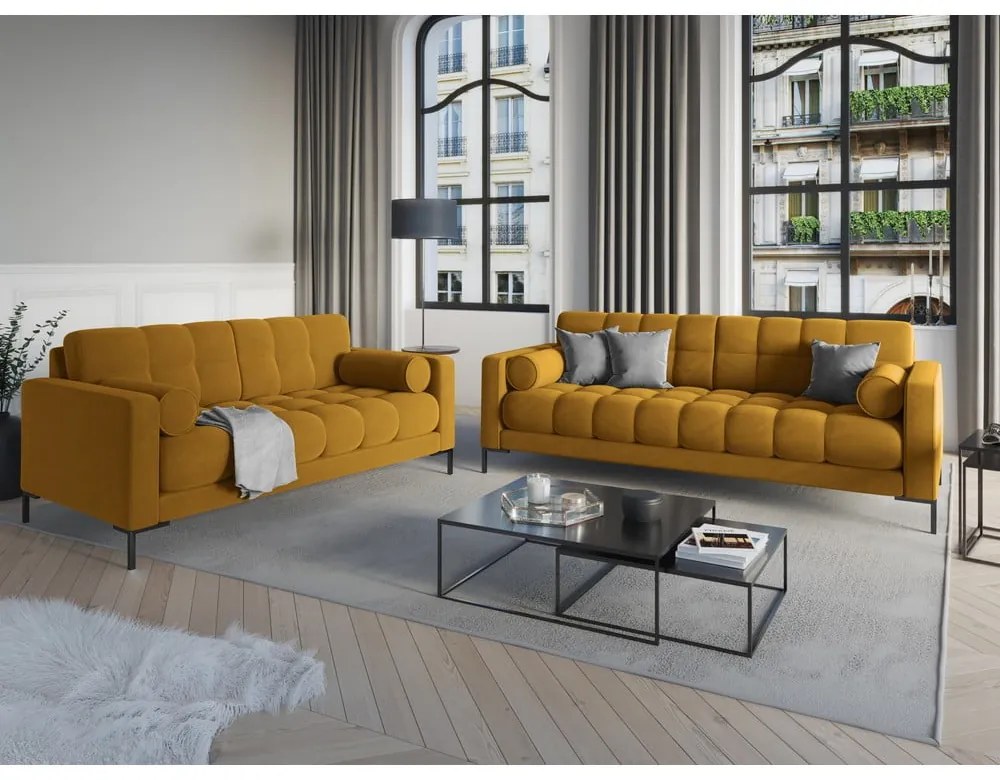 Żółta aksamitna sofa Cosmopolitan Design Bali