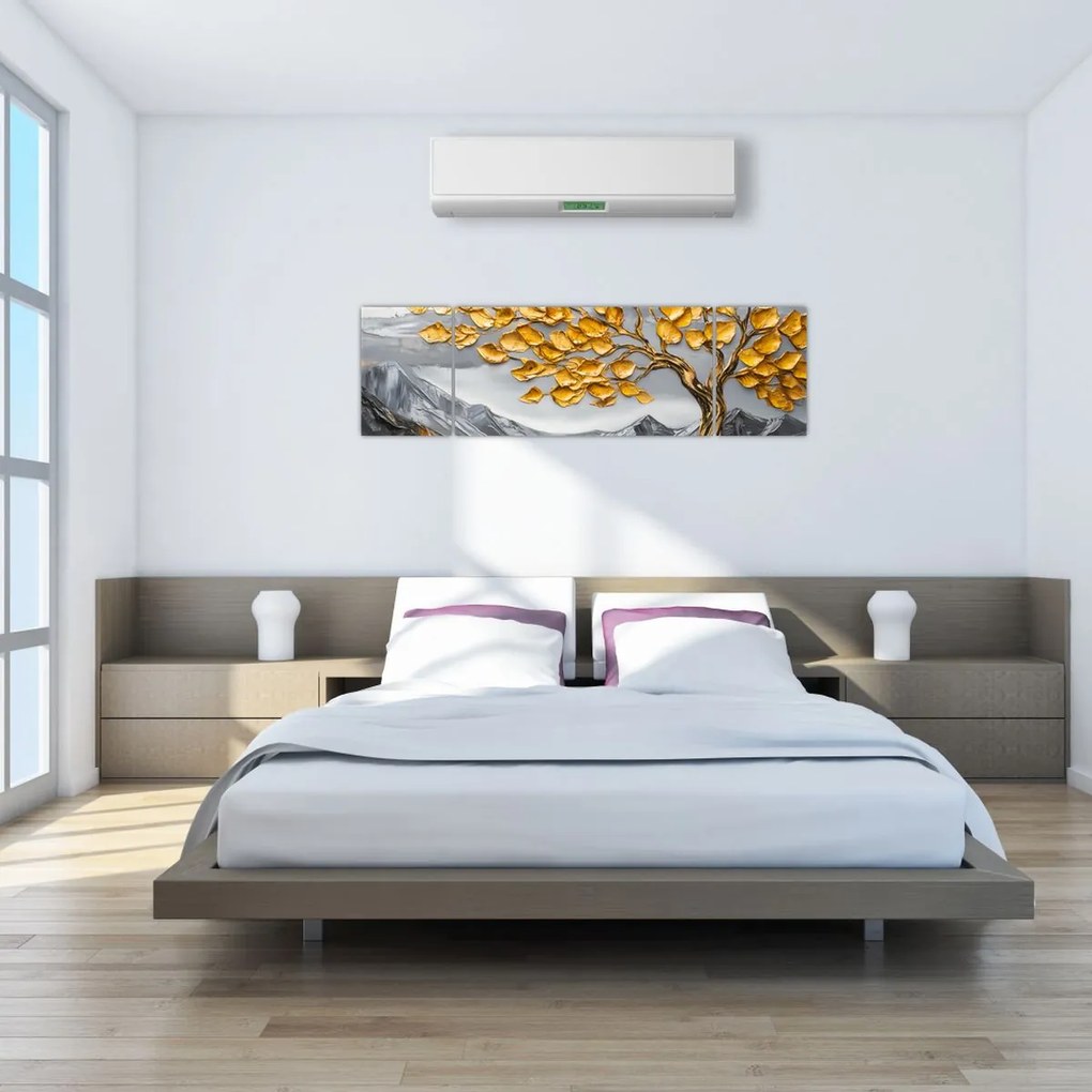 Obraz – Drzewo ze złotymi liśćmi (170x50 cm)