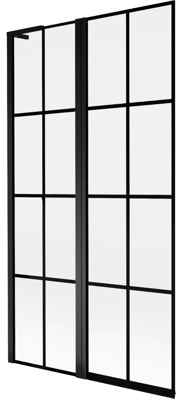 Mexen Mist L parawan nawannowy 2-skrzydłowy lewy 100 x 150 cm, czarna kratka, czarny - 8A9L-100-011-70-77-L