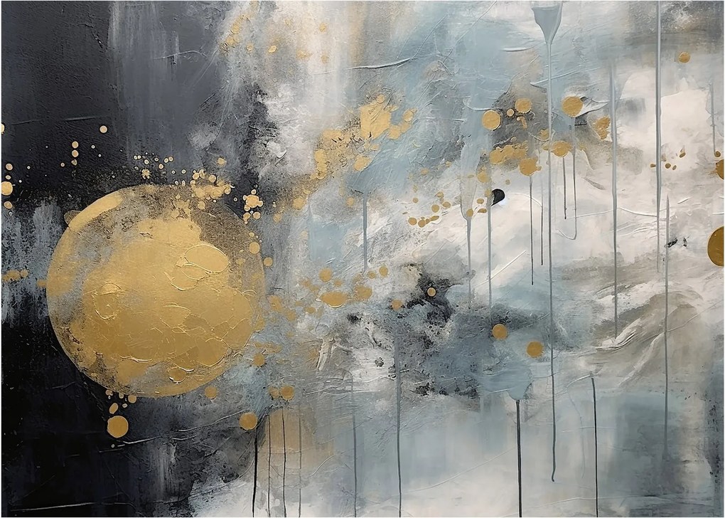 Obraz na szkle - Abstrakcja ze złotą kulą (70x50 cm)