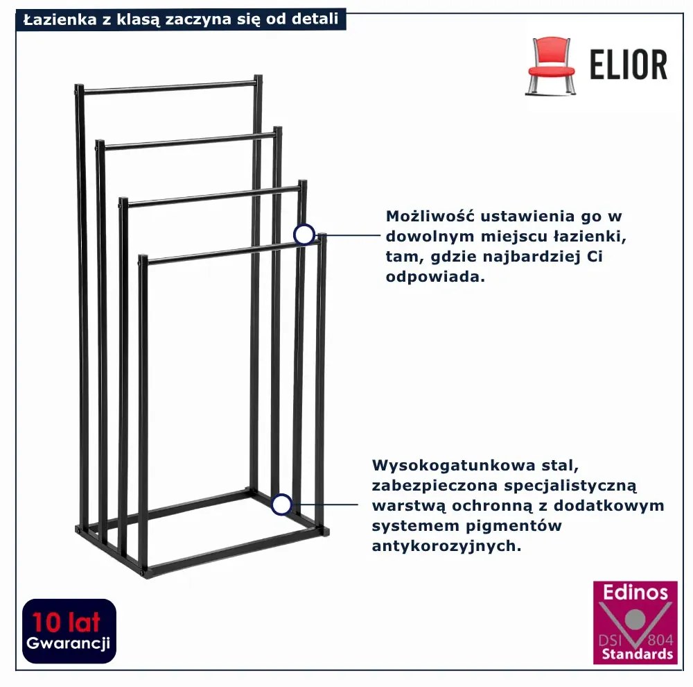 Czarny stojak 4-ramienny na ręczniki E4-C26
