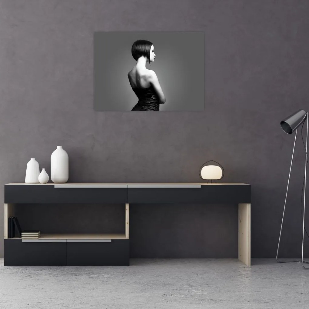 Obraz na szkle eleganckiej kobiety (70x50 cm)