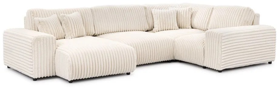 Kremowy sztruksowy narożnik (prawostronny/w kształcie litery U) Justin – Ropez