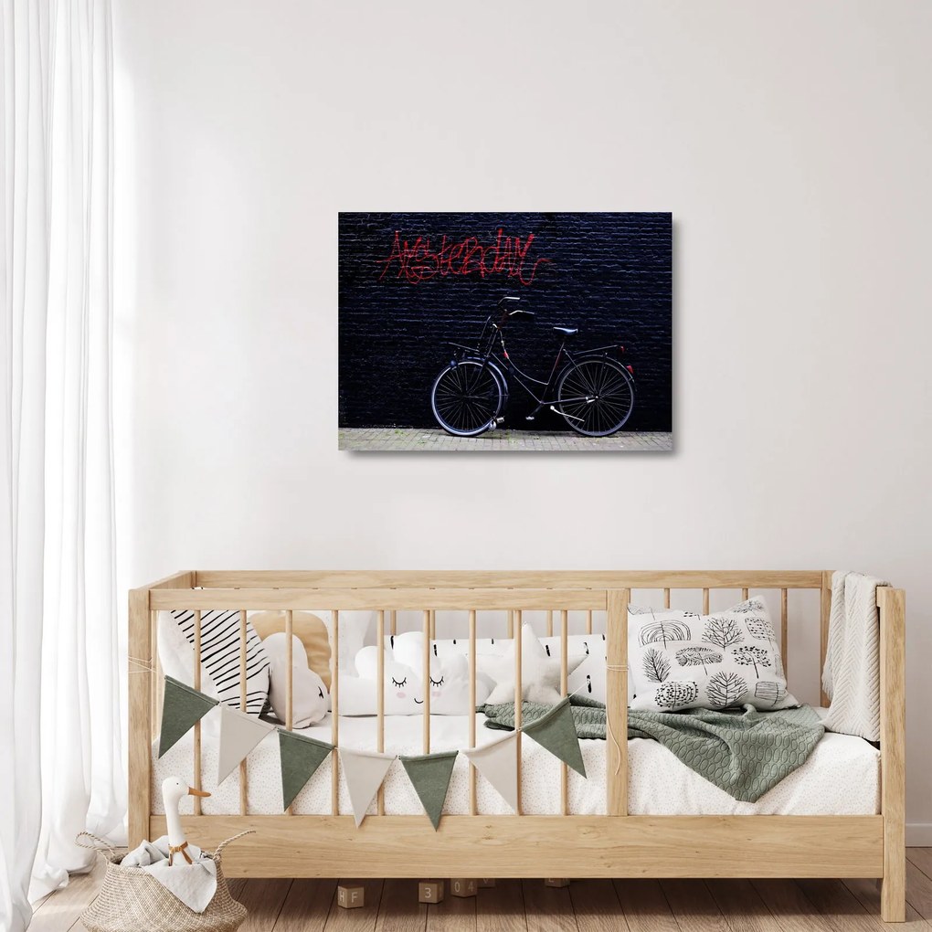 Obraz na szkle roweru w Amsterdamie (70x50 cm)