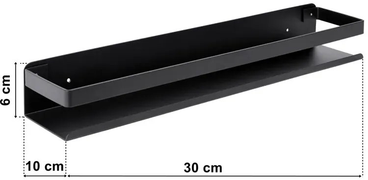 Aluminiowa czarna półka łazienkowa 30 cm - Derix