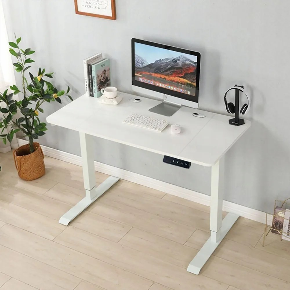 Biurko z elektryczną regulacją wysokości – 140 x 60 x 72 cm, do ergonomicznej pracy i gier