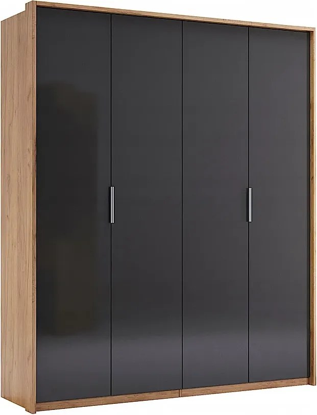 Czterodrzwiowa szafa uchylna dąb craft + lava mat F3-H20