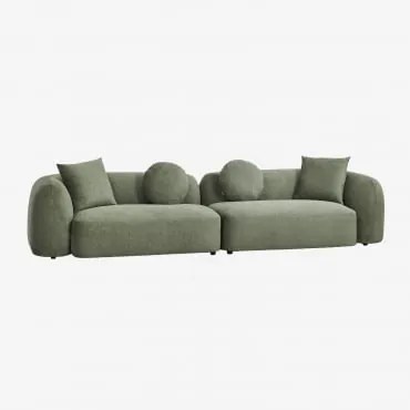 Modułowa Sofa 2-częściowa Z Tkaniny Chenille Coco Tkaniny Szenil Salvia Zieleń - Sklum