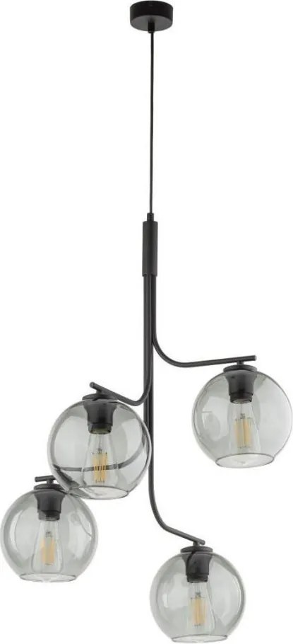 LED żyrandol na lince CESAR 4xE27/15W/230V czarny/dymiony szary