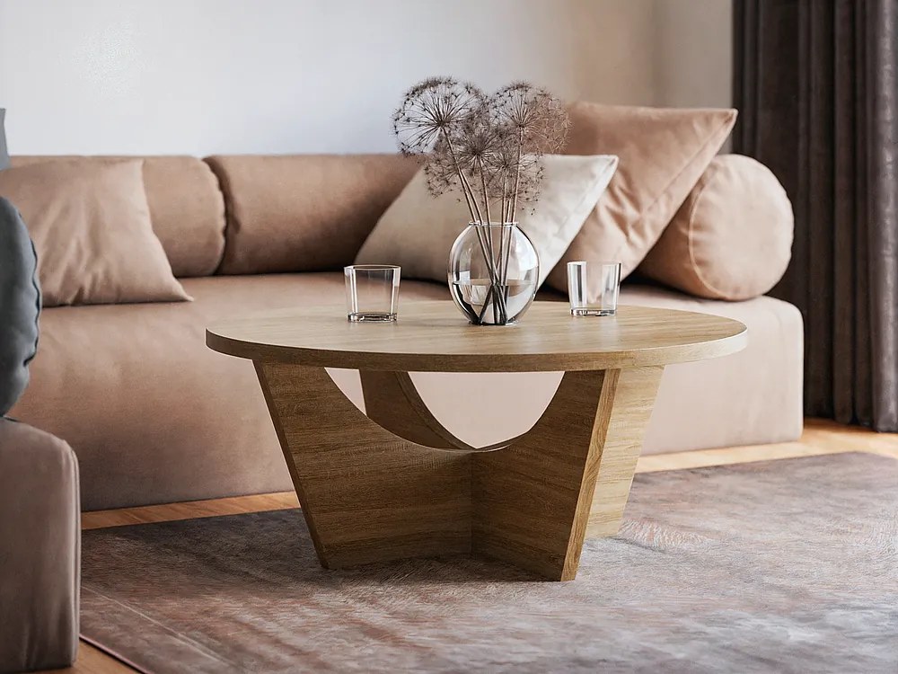 Stolik kawowy okrągły TORI Ø90 cm Dąb Sonoma