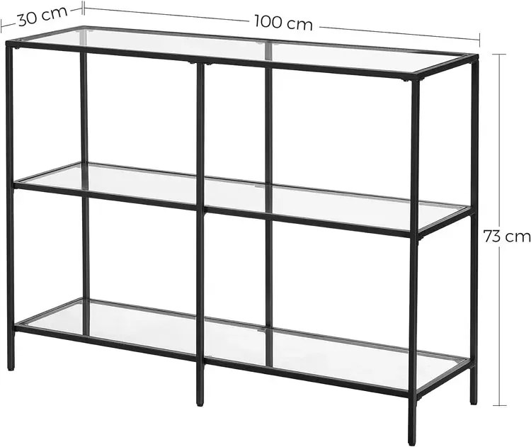 Czarna metalowa konsola szklana - Amuno 5X