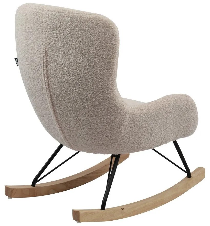 Beżowy dziecięcy fotel bujany z materiału bouclé Rocky – Vipack