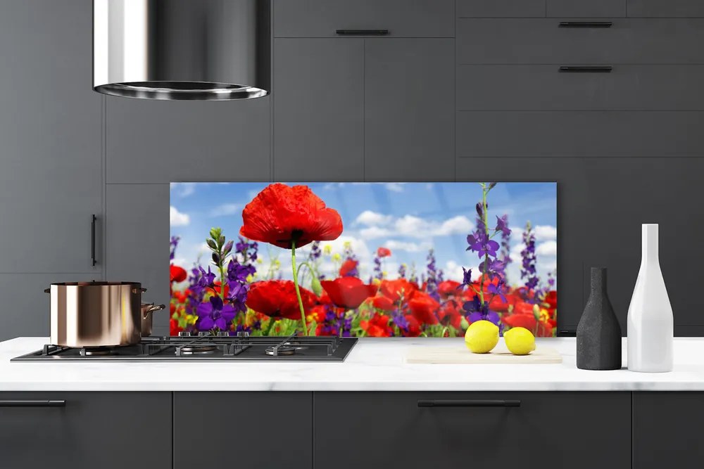 Dekor Szklany do Kuchni Wyrafinowany Bukiet Ścienny