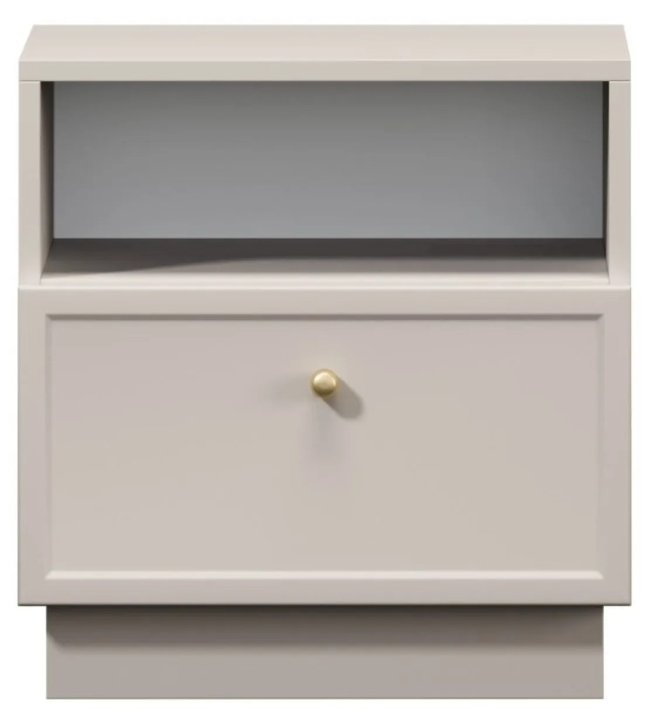 Szafka nocna Lorini z szufladą 45 cm - kaszmir / złoty uchwyt