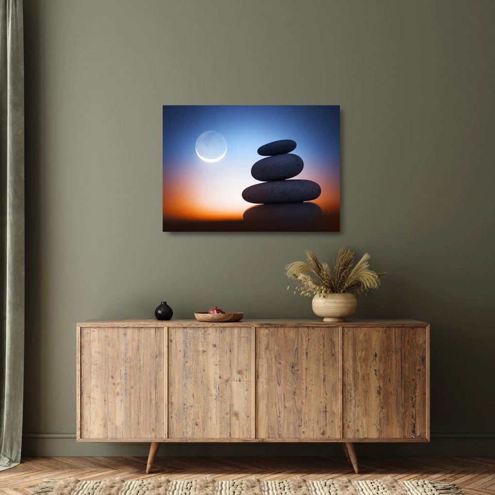Obraz na szkle - ułożone kamienie jeden na drugim (70x50 cm)