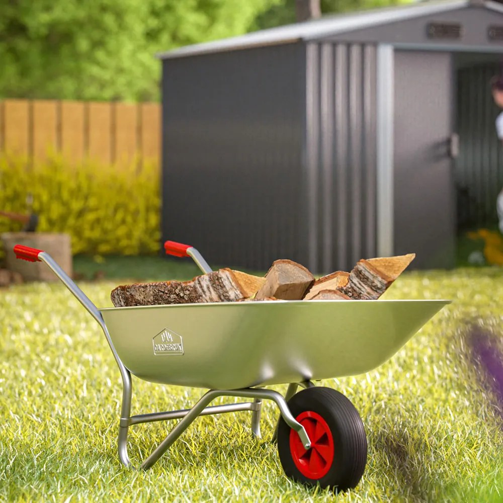 Taczka ogrodowa ocynkowana LARRY, max. pojemność 80l/100kg, srebrna/czarna Gardebruk