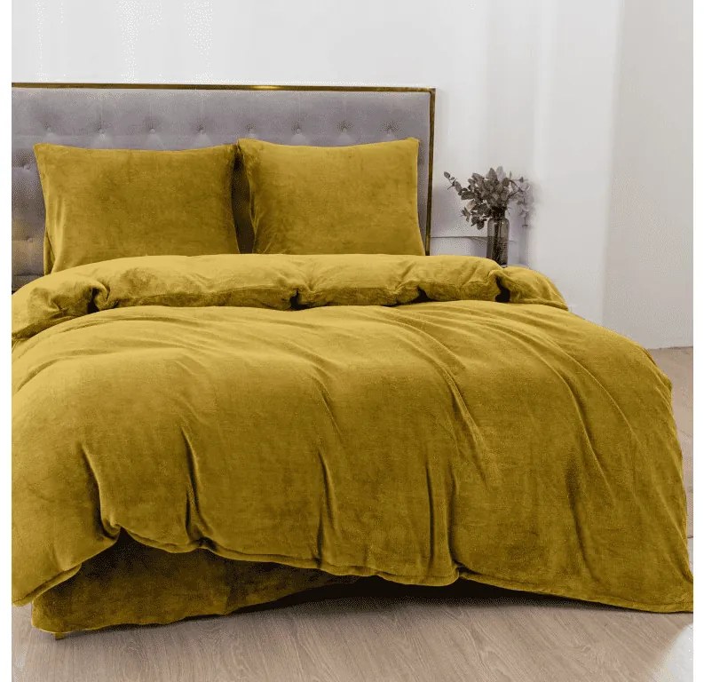 PrzytulneMieszkanie.pl PrzytulneMieszkanie.pl Pościel z mikropluszu MUSTERO oliwkowe Rozmiar pościeli: 2 szt 70 x 90 cm | 200 x 220 cm