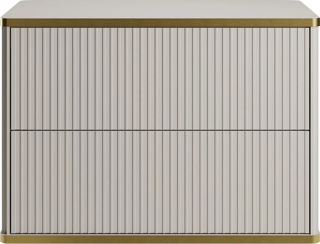 Szafka pod umywalkę wisząca ryflowana ze złotą listwą - Beżowy - szer. 80 cm - KELIZA