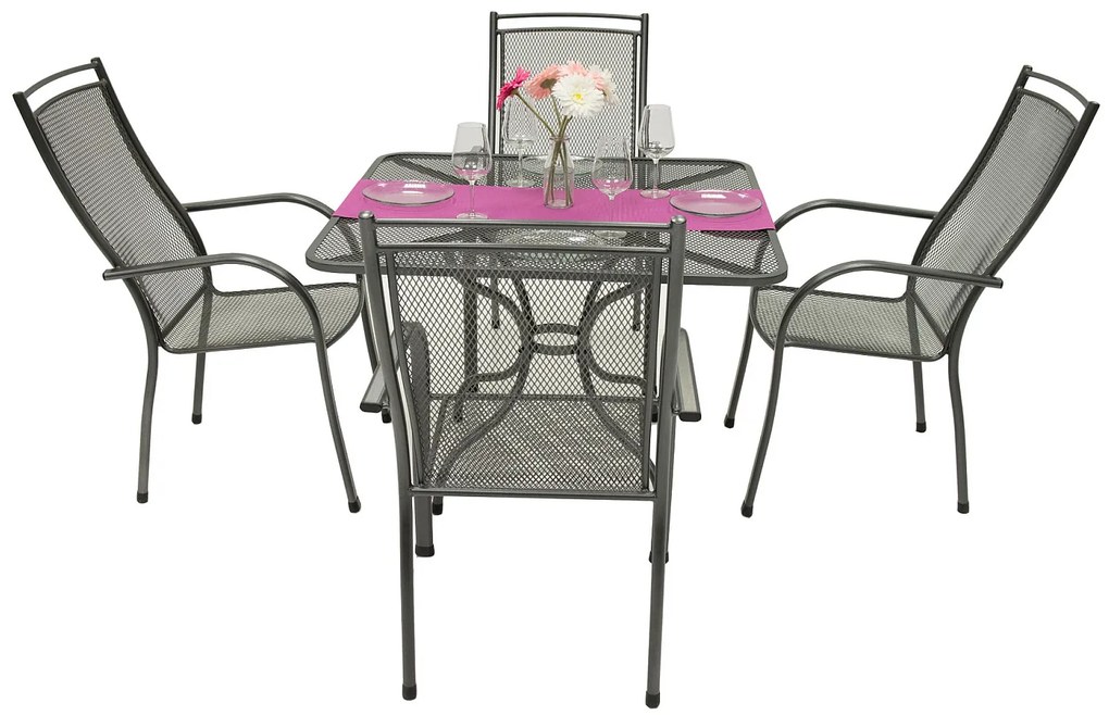 Metalowy zestaw ogrodowy PALMA IV. 1 + 4 Stół 90 x 90 cm (CT0312)
