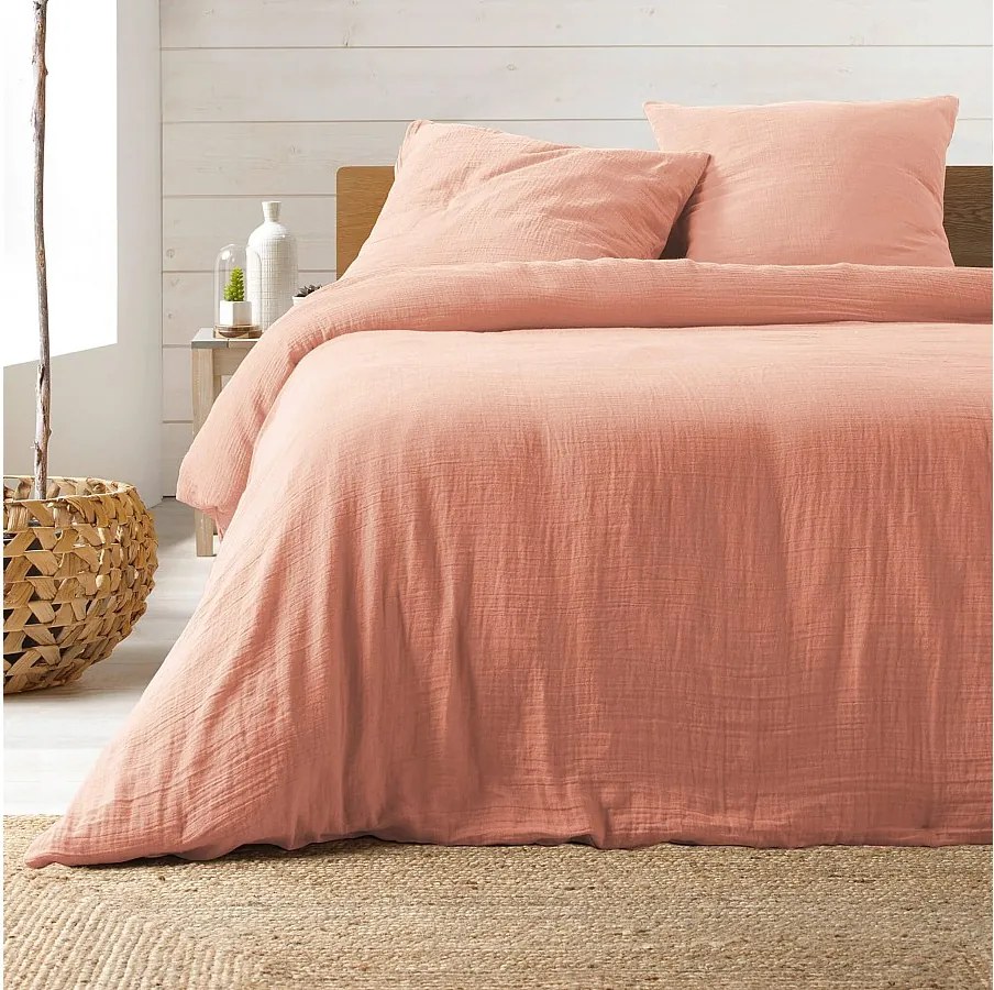 Komplet pościeli z gazy bawełnianej "Angelia" różowa 240x220cm