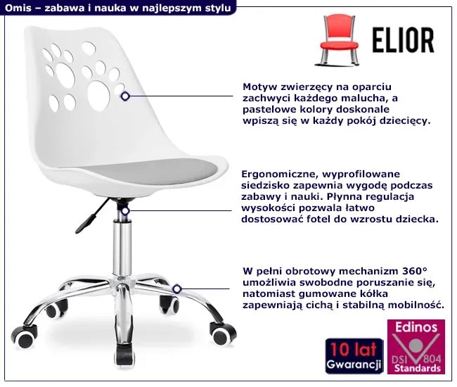 Dziecięcy biały fotel z szarą poduszką - Mannis 4X