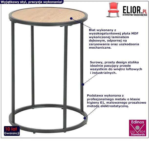Kawowy stolik loft - Soros 40x40 - czarny