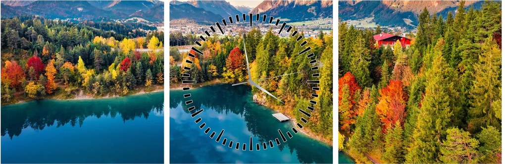 Obraz - Jezioro Urisee, Austria (z zegarem) (90x30 cm)