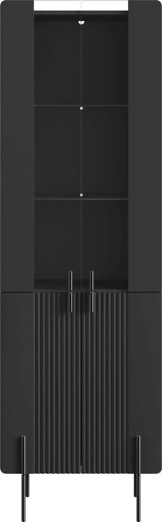 Witryna Malmi 60 cm czterodrzwiowa - czarny mat / czarne nóżki