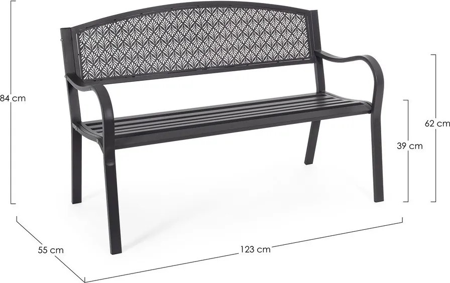 Antracytowa metalowa ławka ogrodowa Lizette – Bizzotto